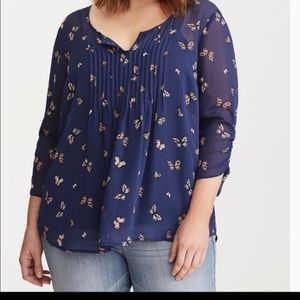 Torrid Chiffon butterfly shirt